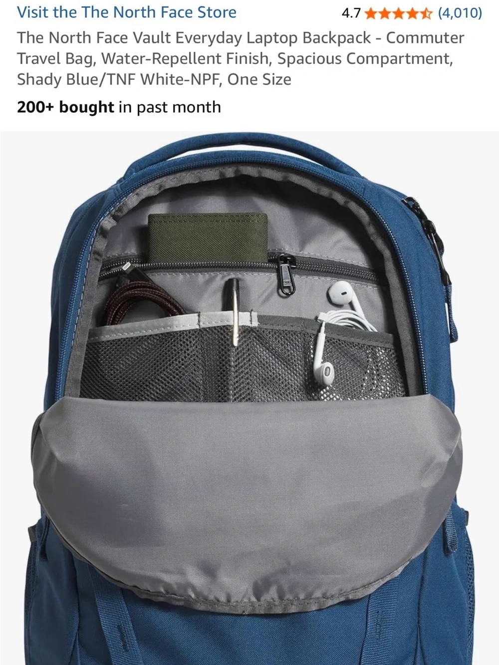 NWT! North Face Vault Everyday Laptop Backpack Commuter Travel Bag in Shady Blue